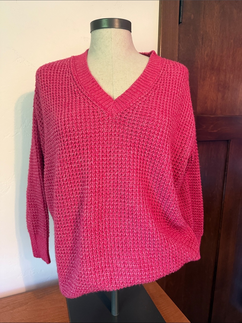 torrid Hot Pink V-Neck Chunky Knit Sweater